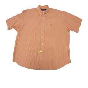Polo Ralph Lauren Blake Shirt Mens XXL Orange Gingham Short Sleeve Button Down